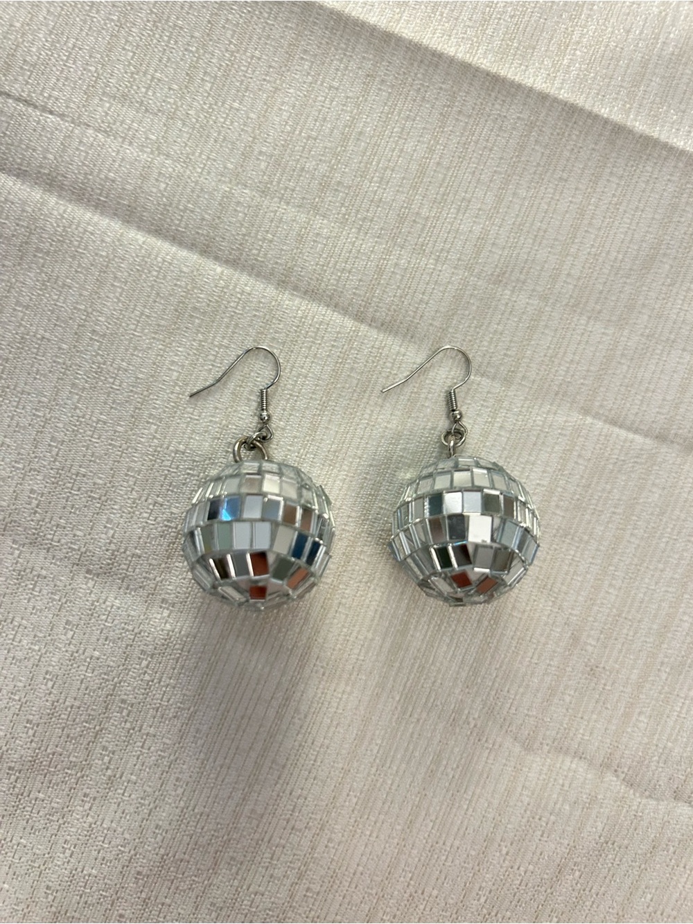 Silver Disco Ball Drop Earrings - Women Jewelry